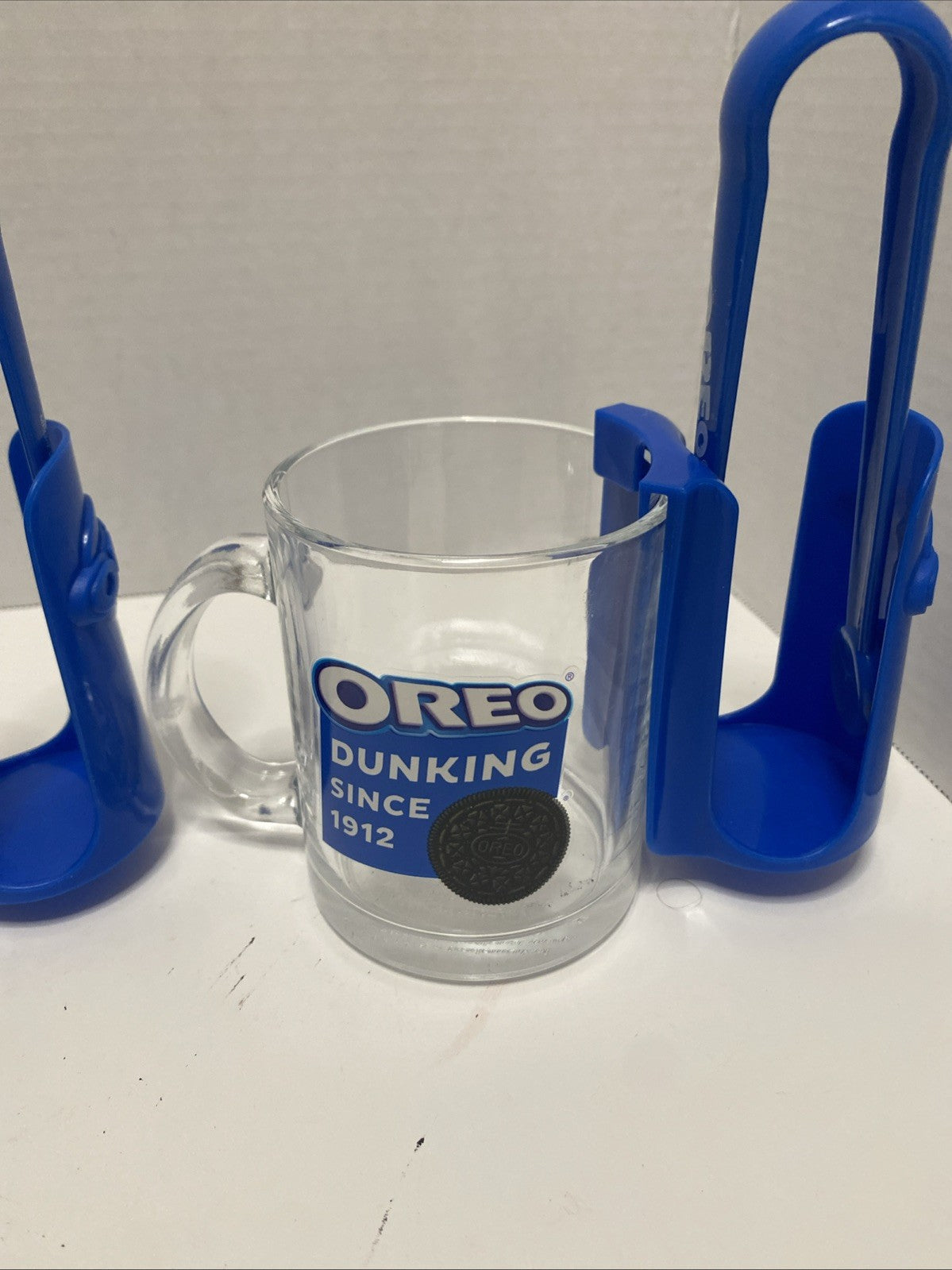 USED GOOD- Set of 2 Oreo Dunking Mug Glass Sets With Tongs