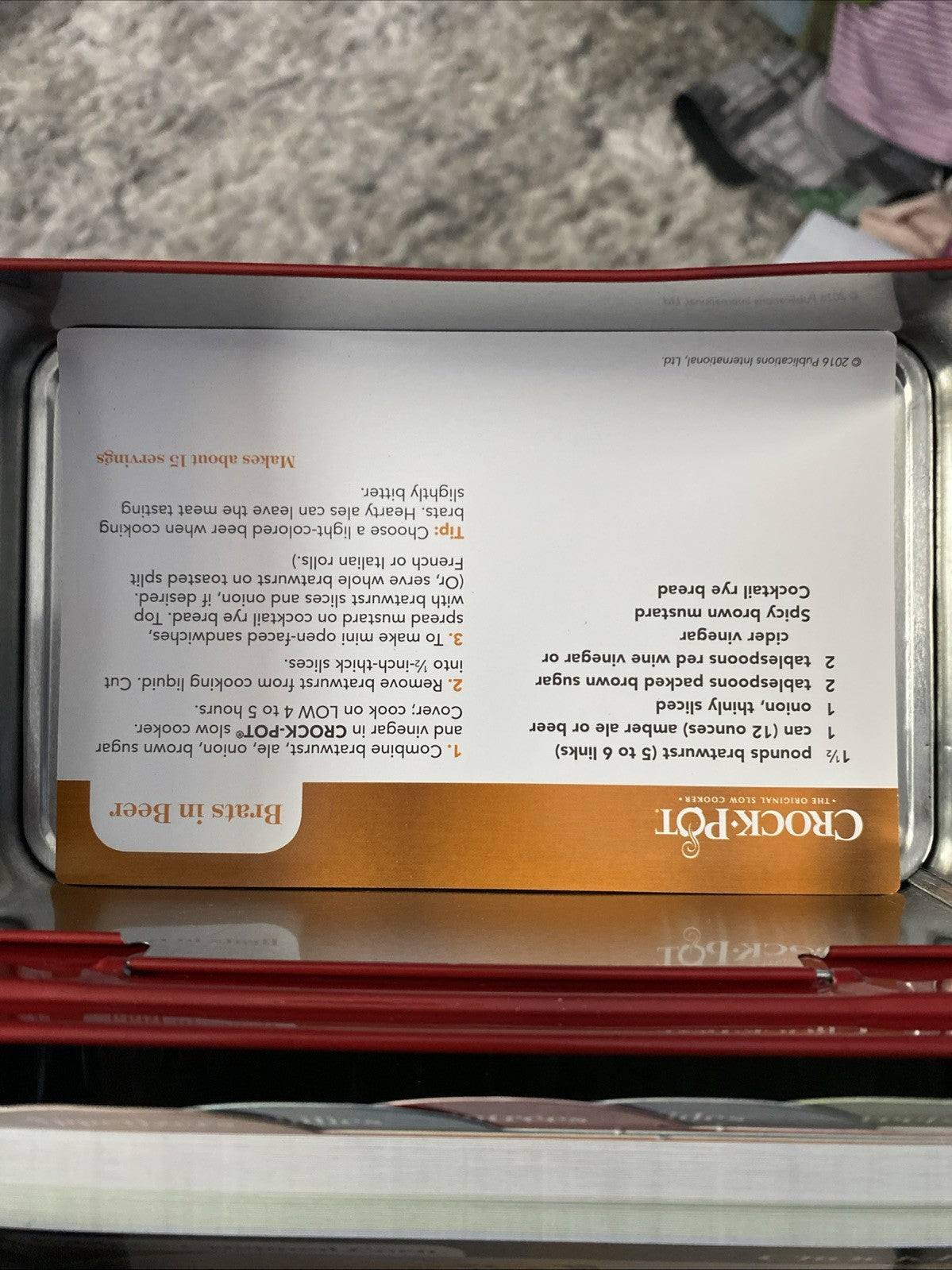 Crock-Pot Recipe Card Collection Tin, * Light Tarnish On Bottom Rim 6.5"x5"*Read