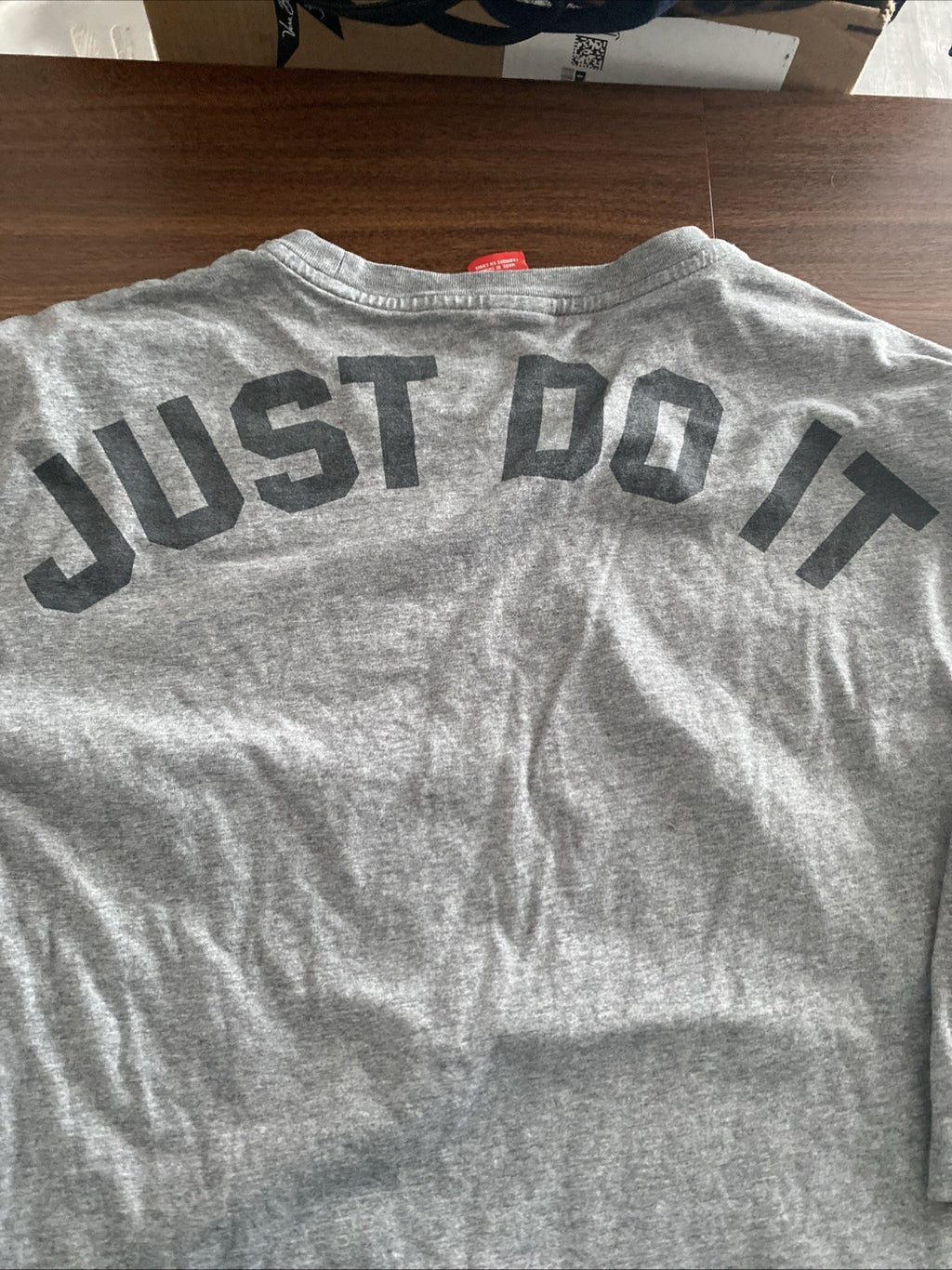Nike Shirt Women Small Ladies Gray Round Neck Spell out Logo Just Do it Vintage