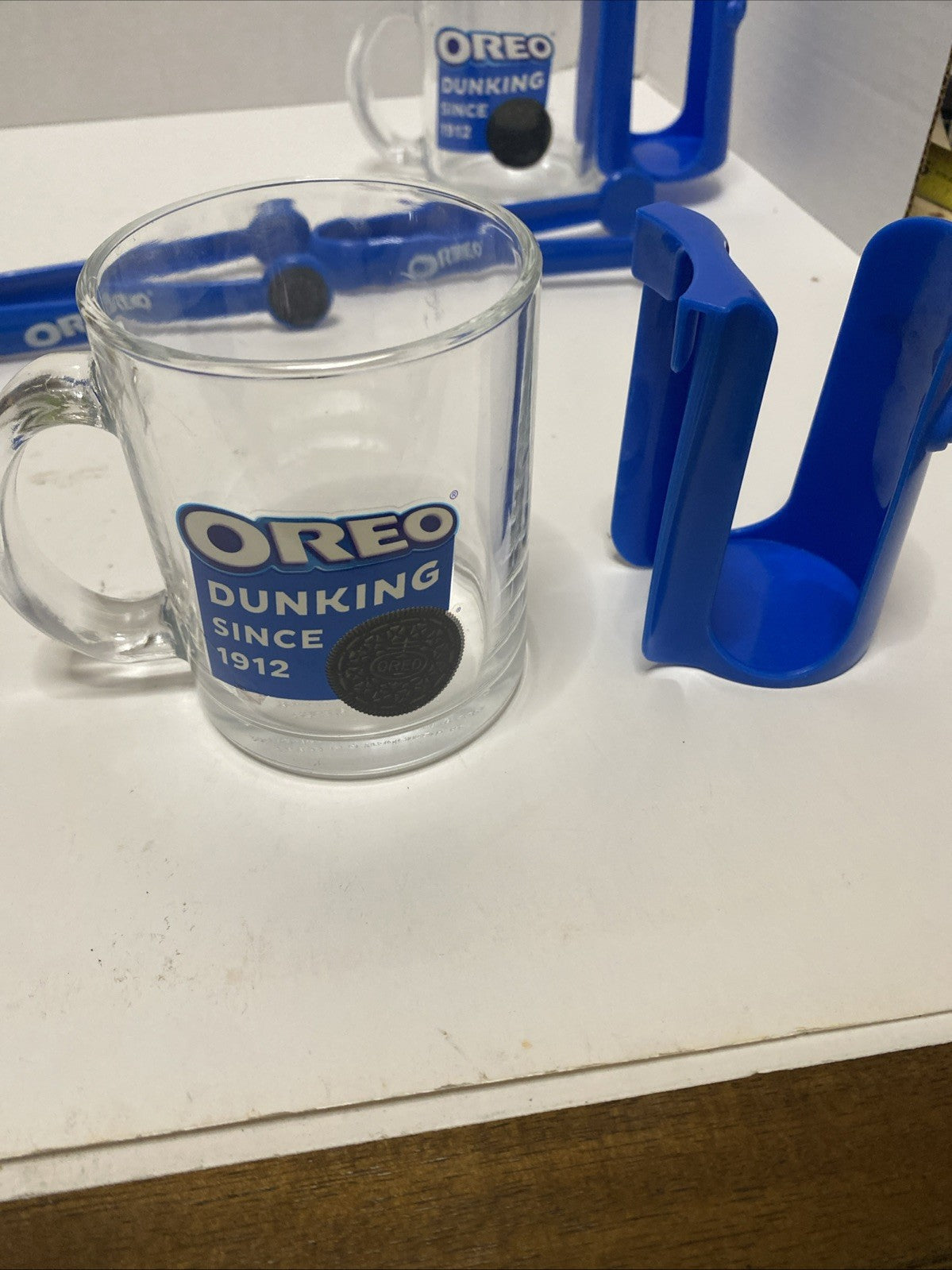 USED GOOD- Set of 2 Oreo Dunking Mug Glass Sets With Tongs