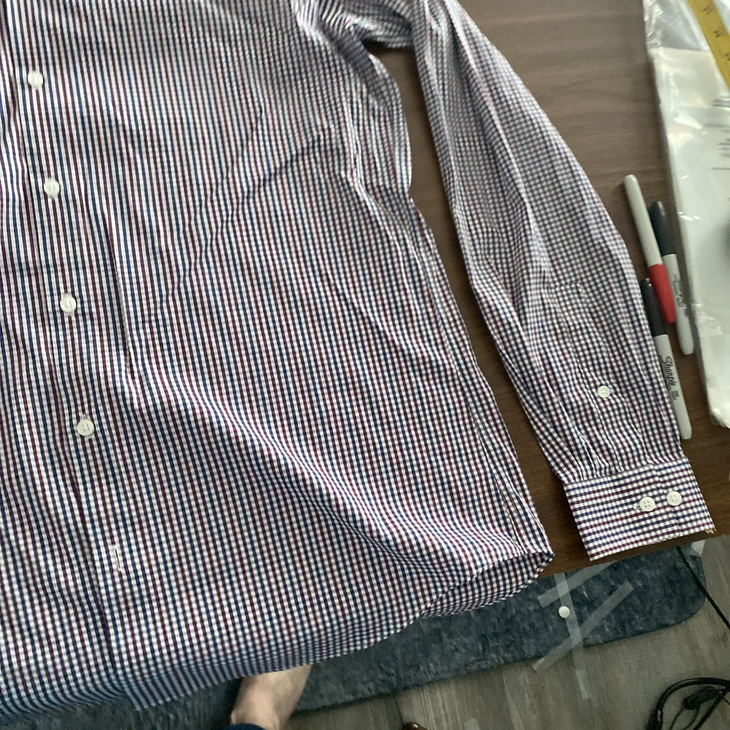 Michael Kors Mens Shirt Small Gray plaid button down air soft stretch