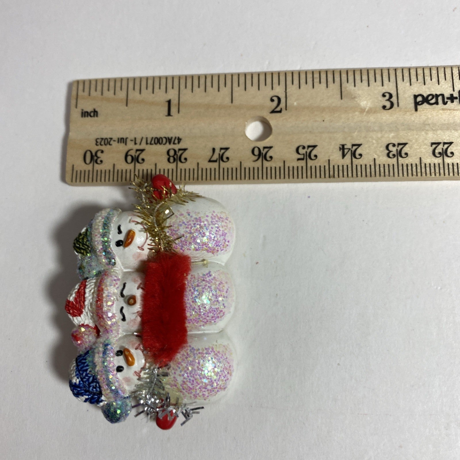 Multicolor Christmas Snowman Trio Lapel Pin Brooch Holiday Festive Primitive