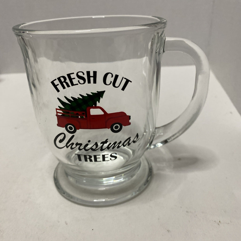 Fresh Cut Christmas Trees Glass Mug 14.6 oz Unbranded