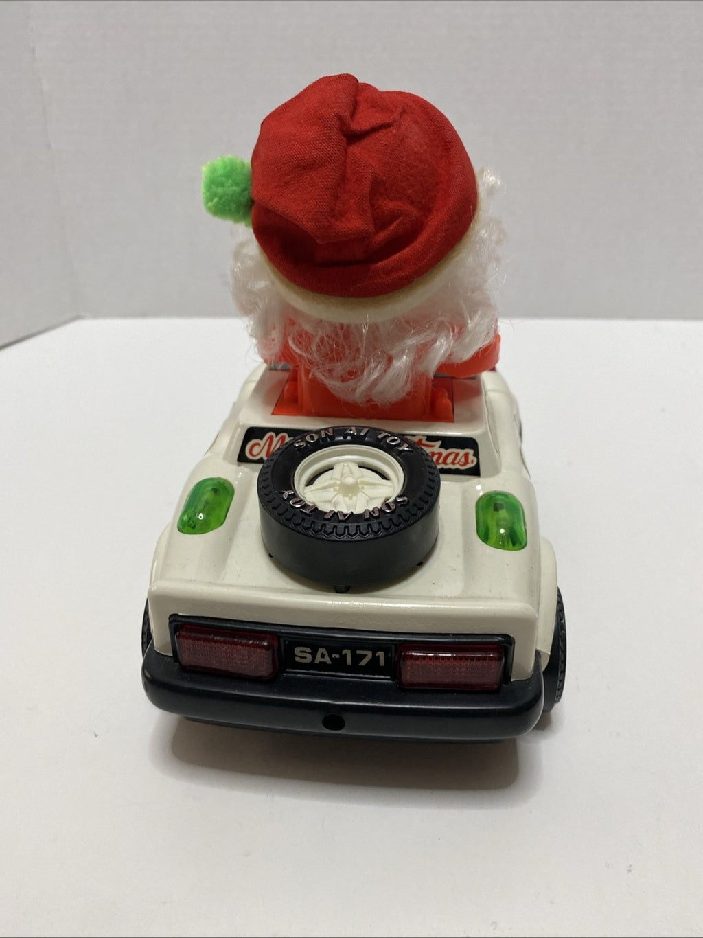 Vintage Santa Cartoon Car Light Up Bump & Go Action Son Al Toys 1983 Works Great