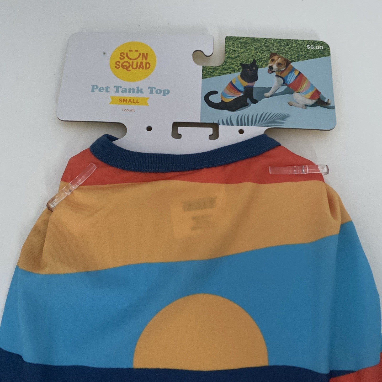 NWT Pet Apparel Multi Color Dog Tank Tee Sunrise Orange Blue - Size Small
