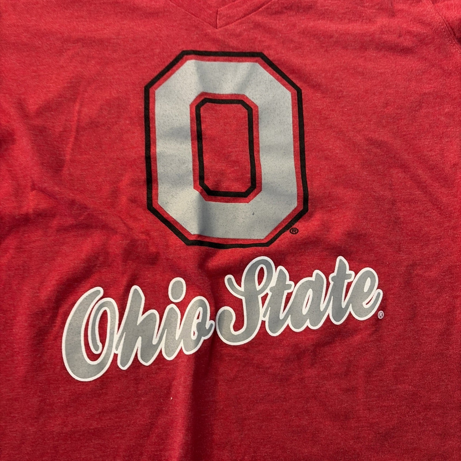 Ohio State Buckeyes V-Neck T-Shirt - Colosseum Women’s Medium Red Dual Blend