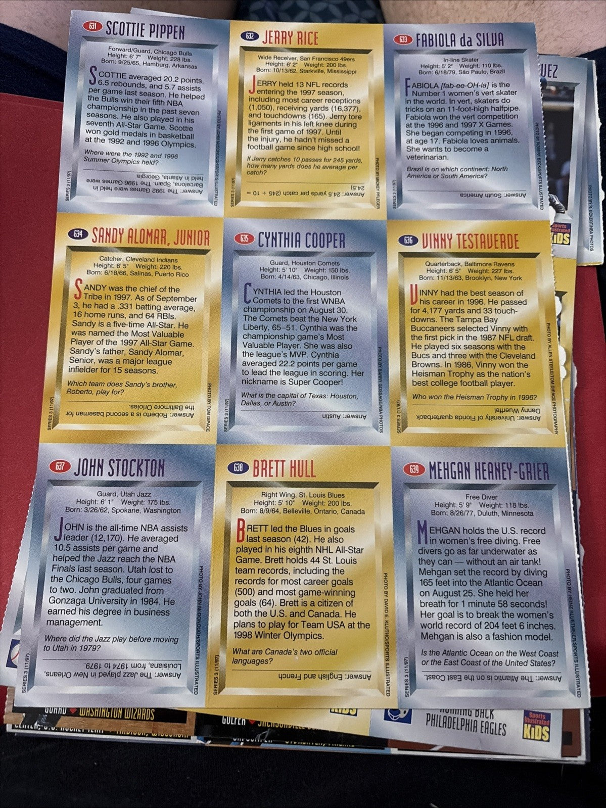 Sports Illustrated Sports Cards Uncut Sheets 1995-1999 26 sheets Multisport