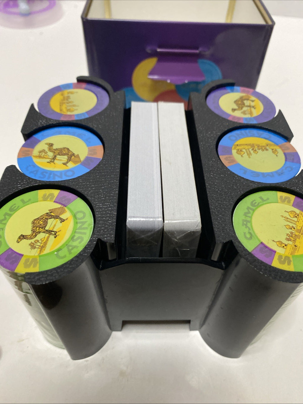 Joe Camel Casino Poker Set Original Tin Box, Both Cards/Chips Still In Wrap Rare