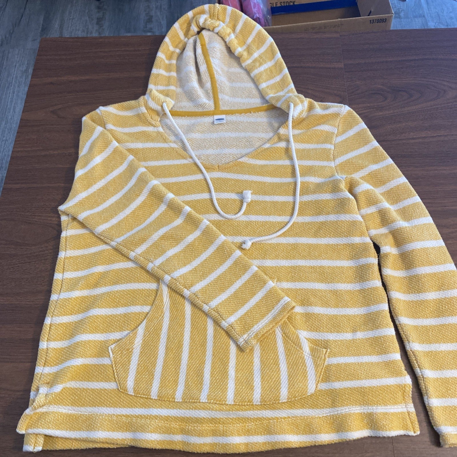 Old Navy women’s size small hoodie yellow striped long sleeve top