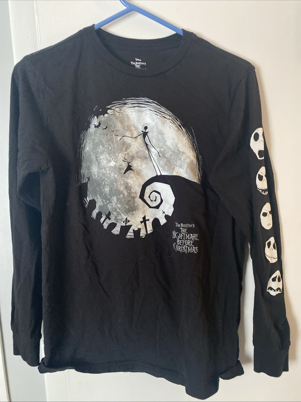 Disney Boys Black Nightmare Before Christmas Long Sleeve t-Shirt xL 14/16