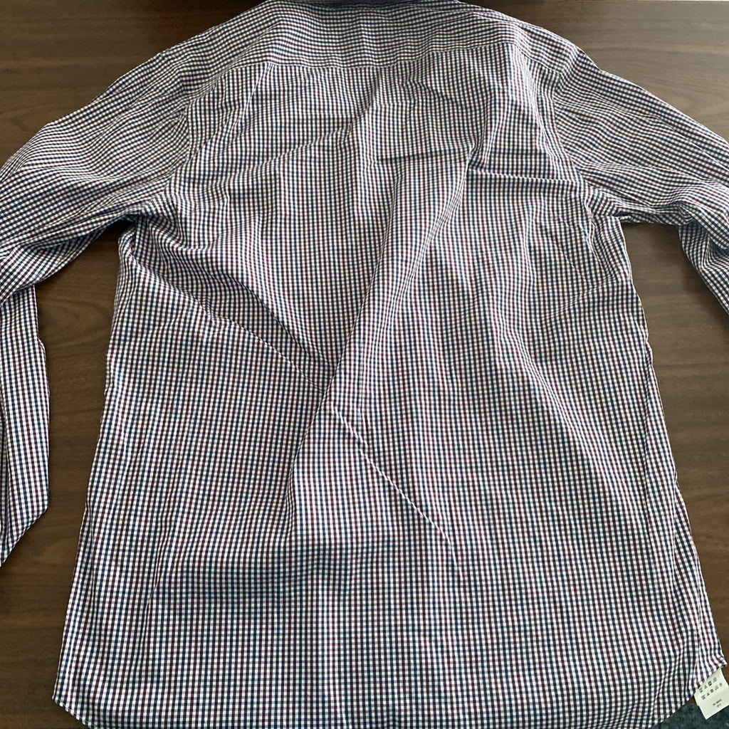 Michael Kors Mens Shirt Small Gray plaid button down air soft stretch