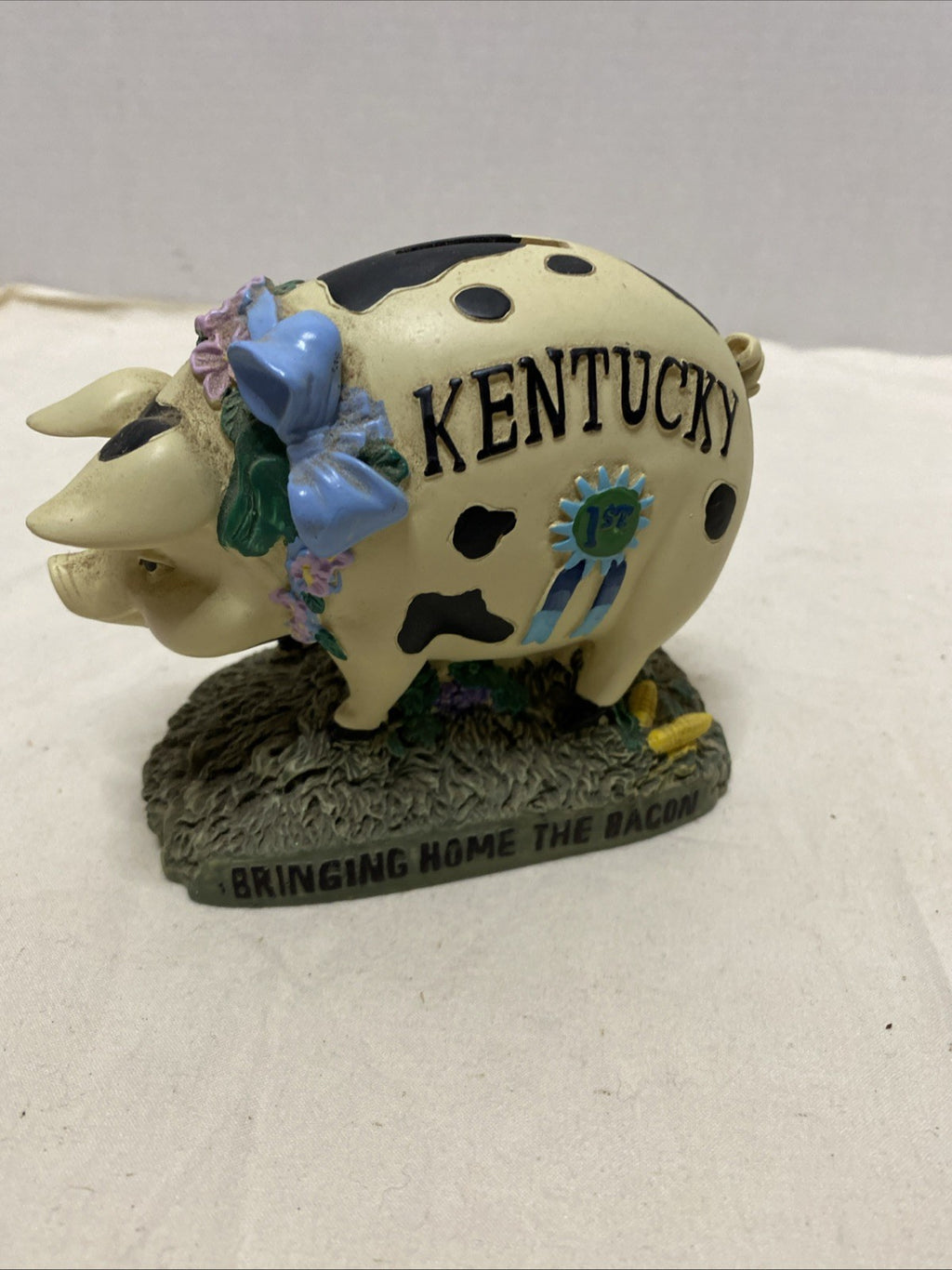 Vintage Kentucky Piggy Bank Fair 1st Place  Pig “Bringing Home The Bacon”