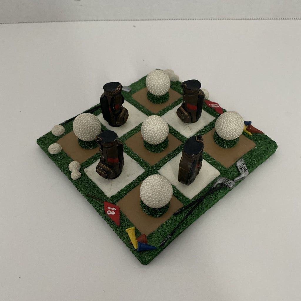 Golfer Tic-Tac-Toe, Board Designed As Golf Course, Golf Ball And Bag Pieces.