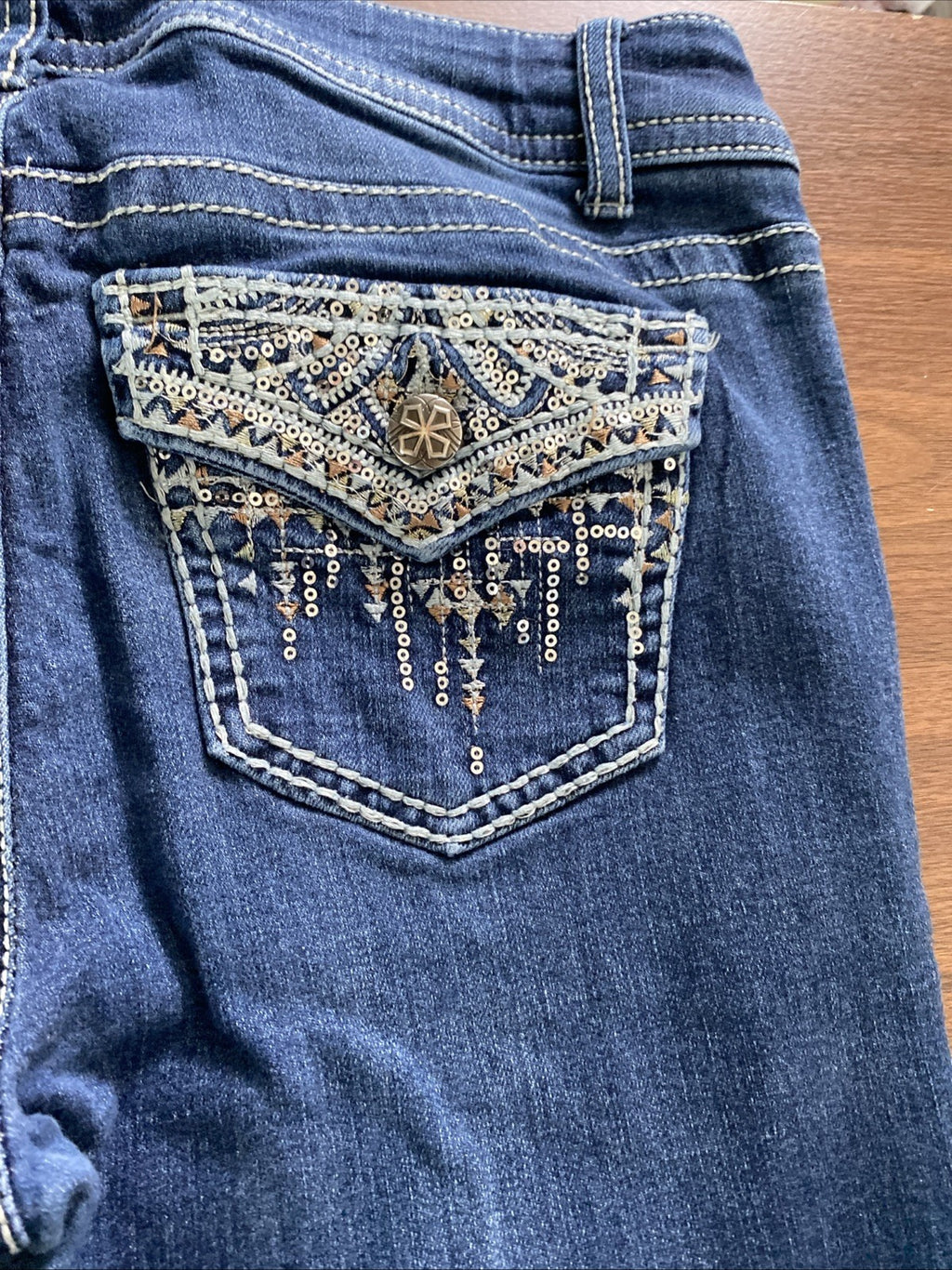 Vanilla Star Womens Size 11 Bootcut Mid Rise Denim Jeans star pockets free shipp