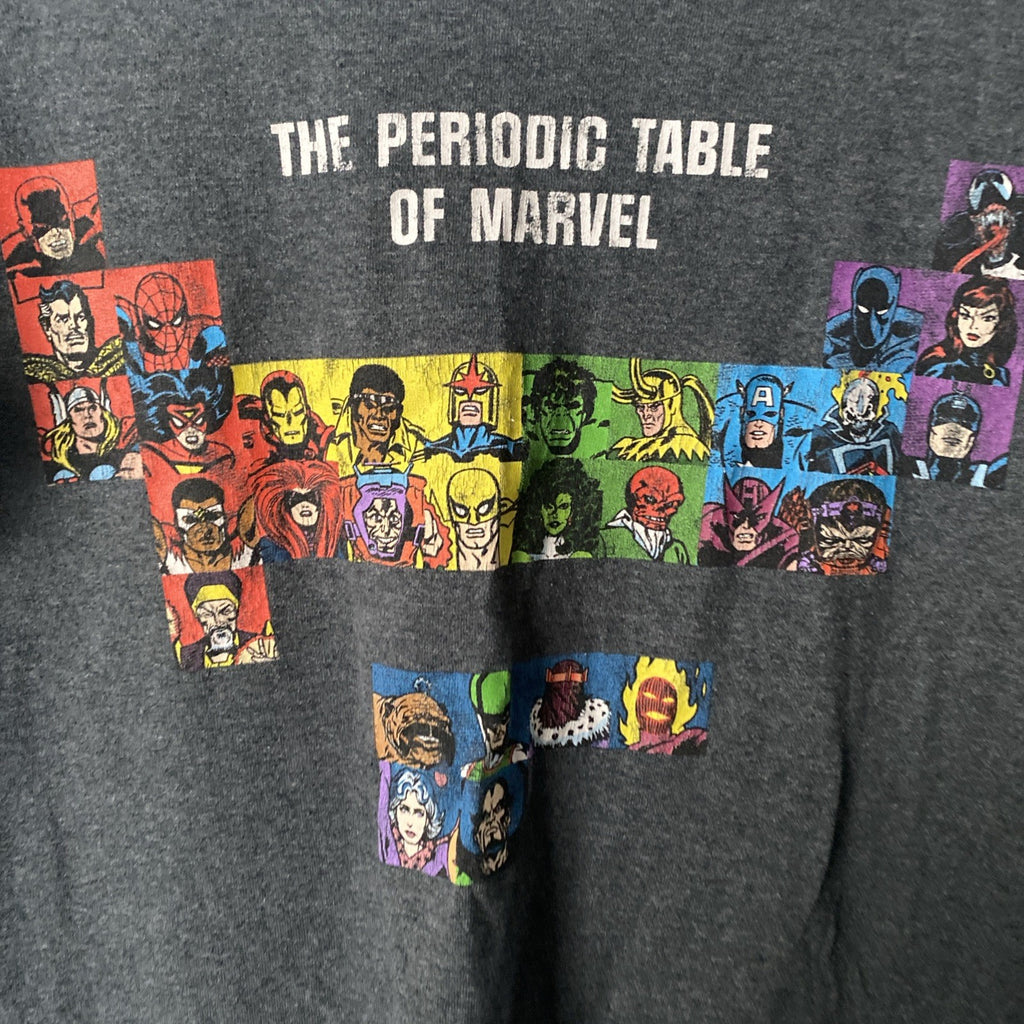 MARVEL Comics Men's Med  charcoal gray graphic period table t-shirt tee I-002