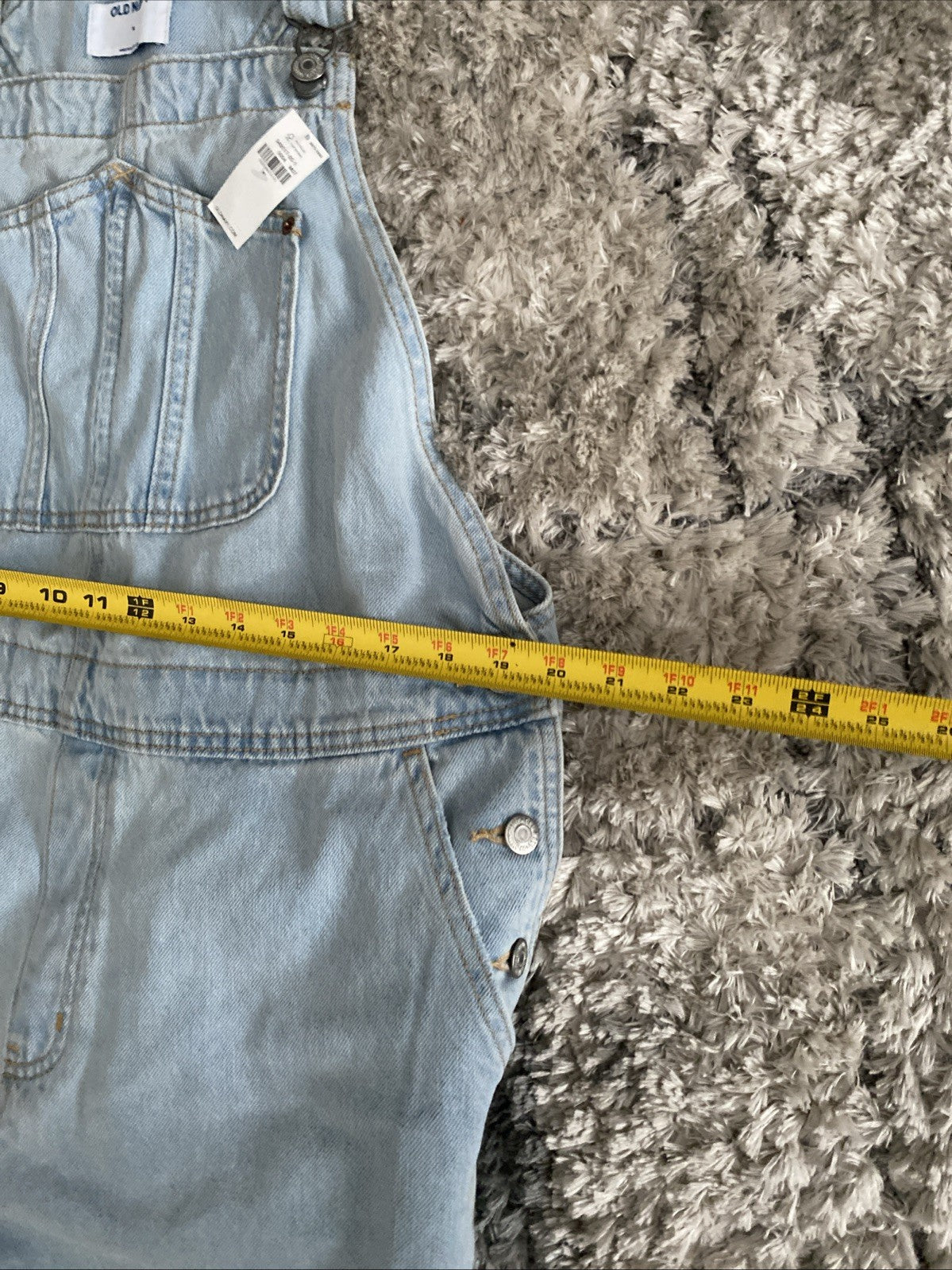 Old Navy Denim Overalls Womens XL Slouchy Straight Cut Off Blue Jean Fray