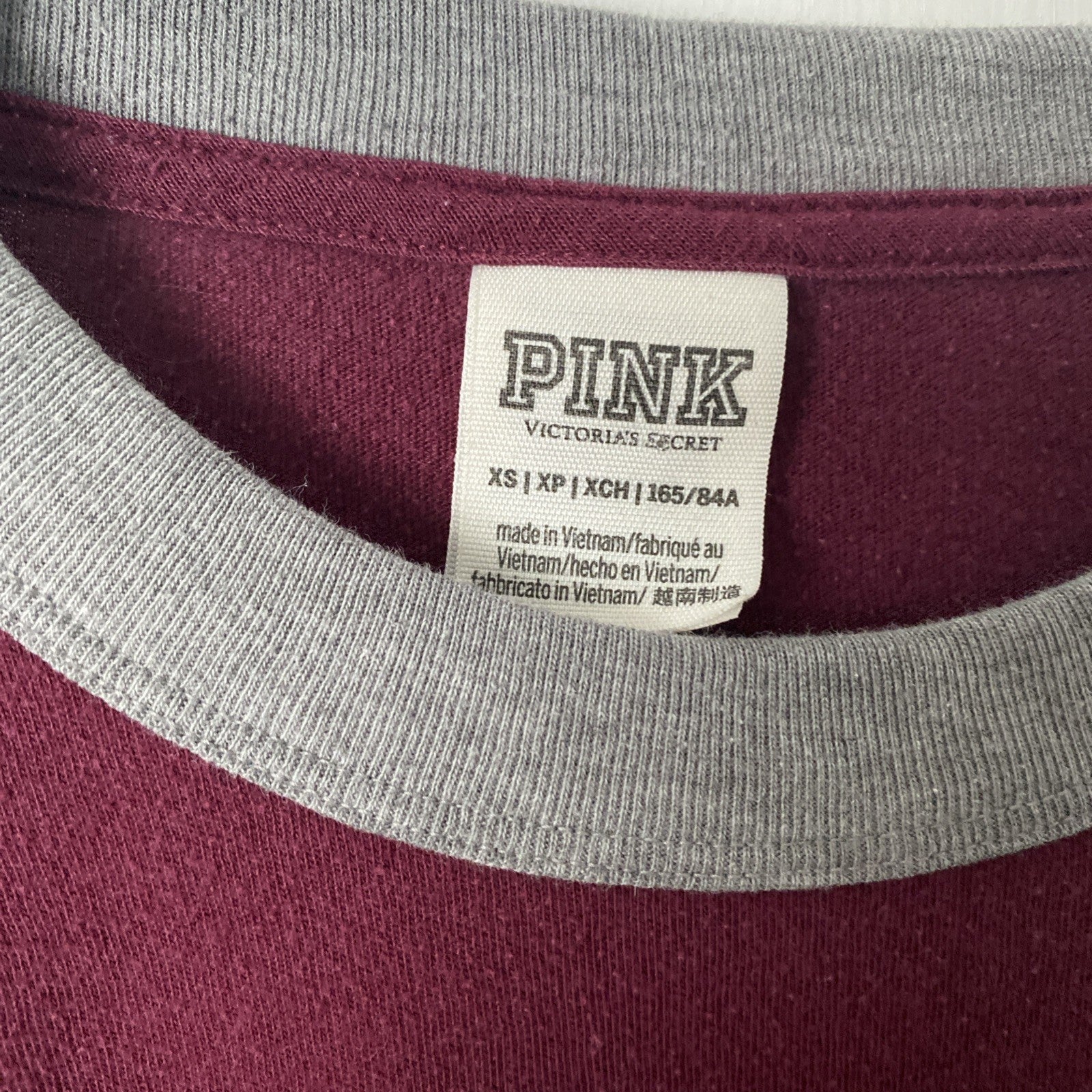 VICTORIAS SECRET PINK CAMPUS LONG SLEEVE TEE TOP loose fit XS. D-13