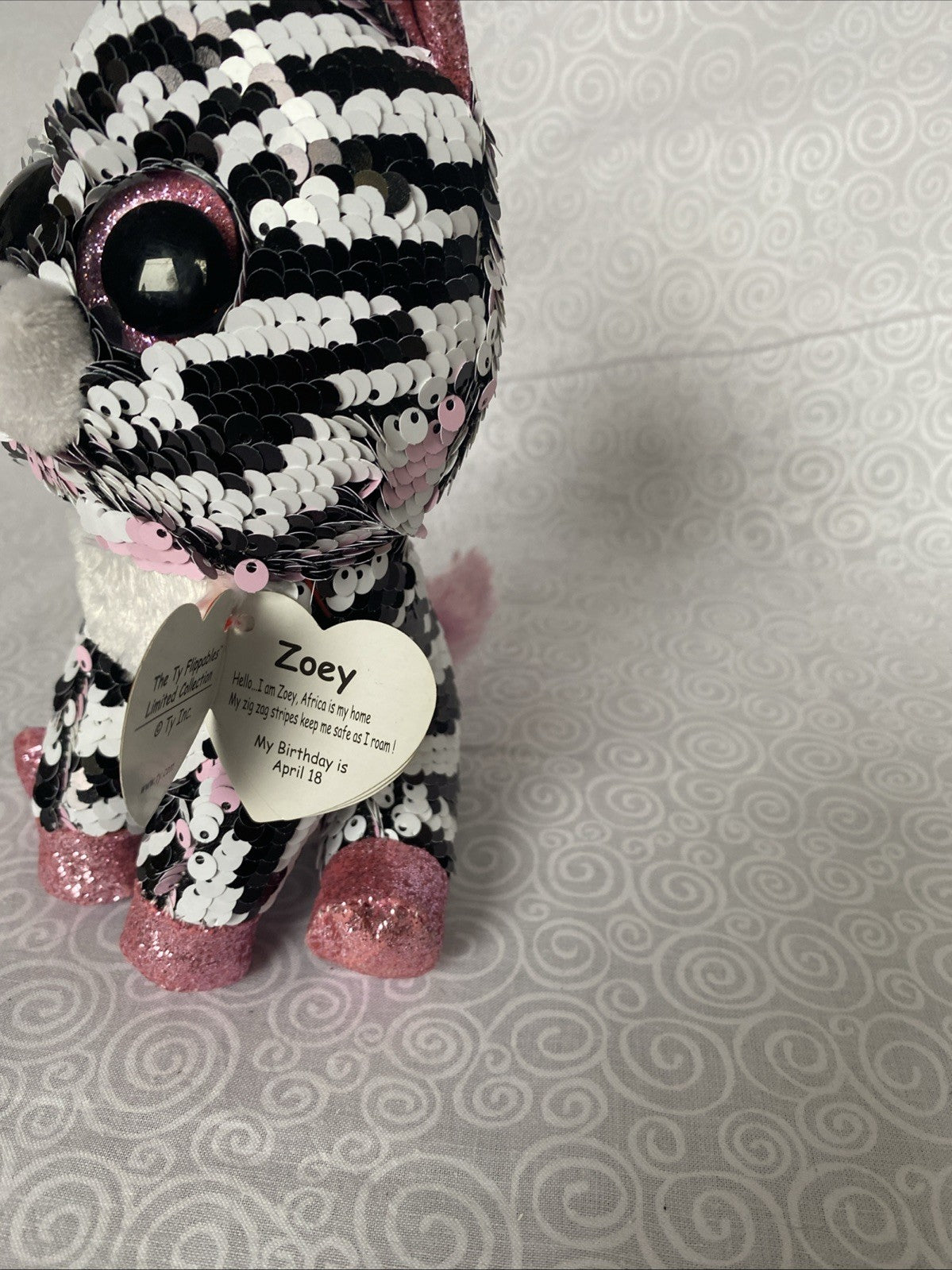 TY Flippables Zoey the Zebra Beanie Flippable Sequin Plush 6" Plush Toy NWT