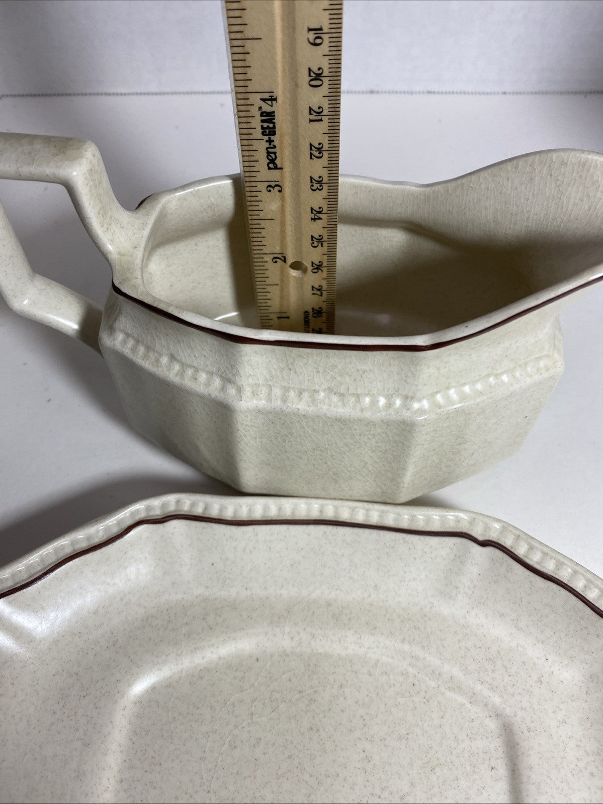 Vintage Kensington Staffordshire Ironstone~Gravy Boat w/ Underplate~"Canterbury"