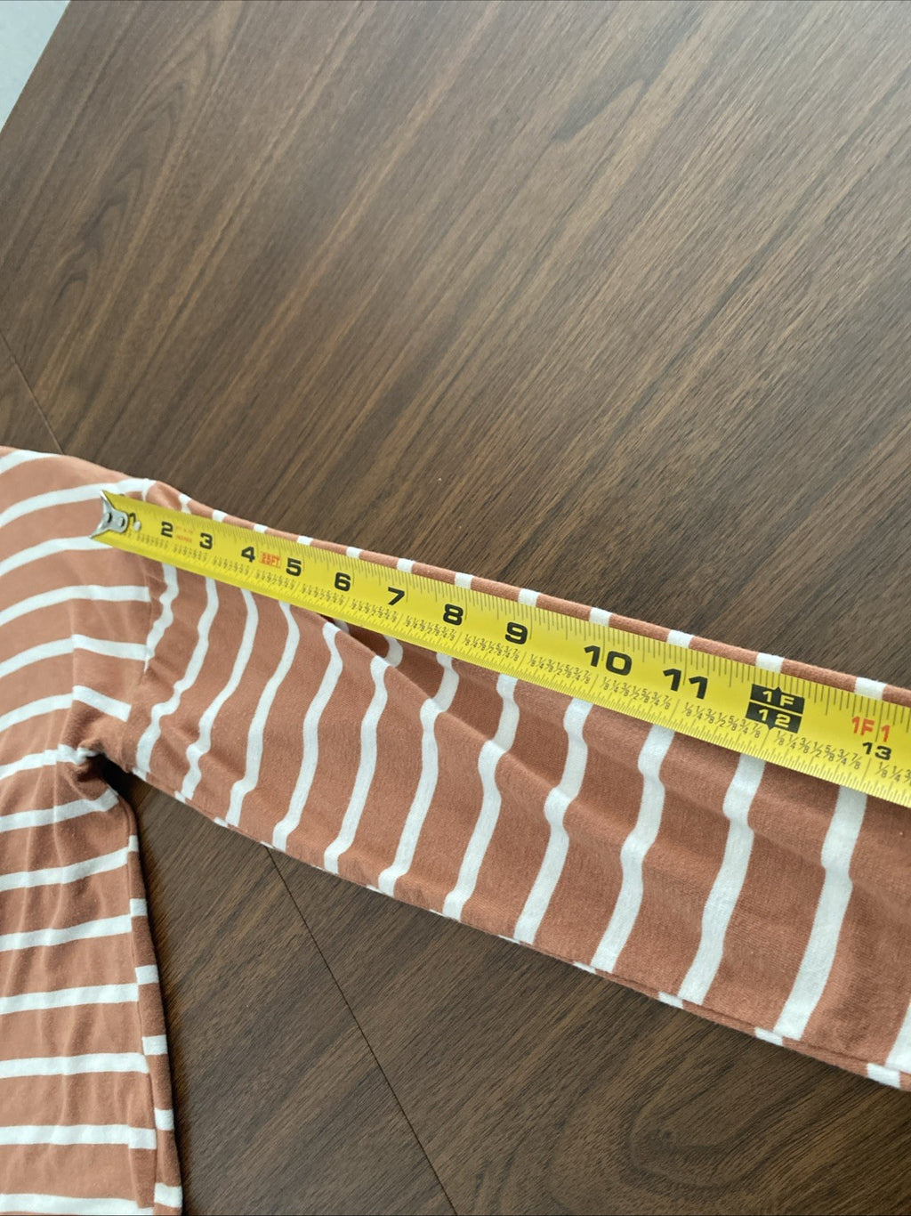 Old Navy women’s extra small long sleeve cotton tan and white striped shirt