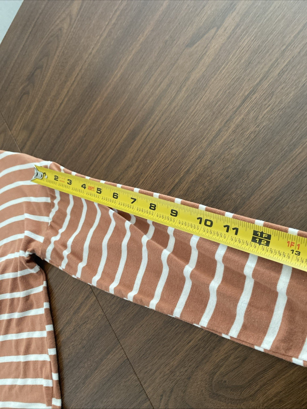 Old Navy women’s extra small long sleeve cotton tan and white striped shirt