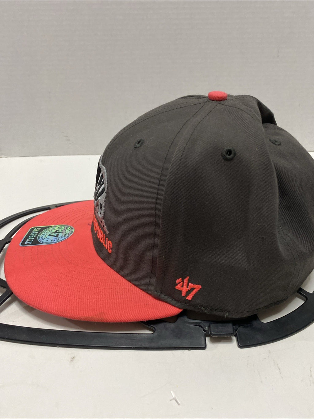 47Brand California Republic Snapback Hat Cali Bear Gray Cap with Pink Brim CLEAN