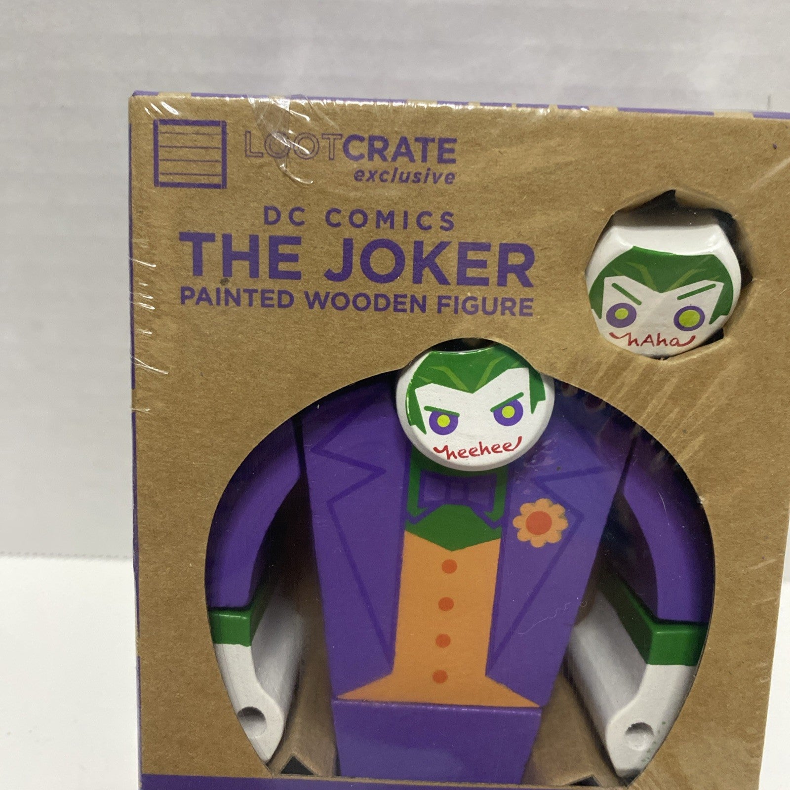 The Joker Painted Wooden Figure Loot Crate Exclusive Sealed DC Comics Toy