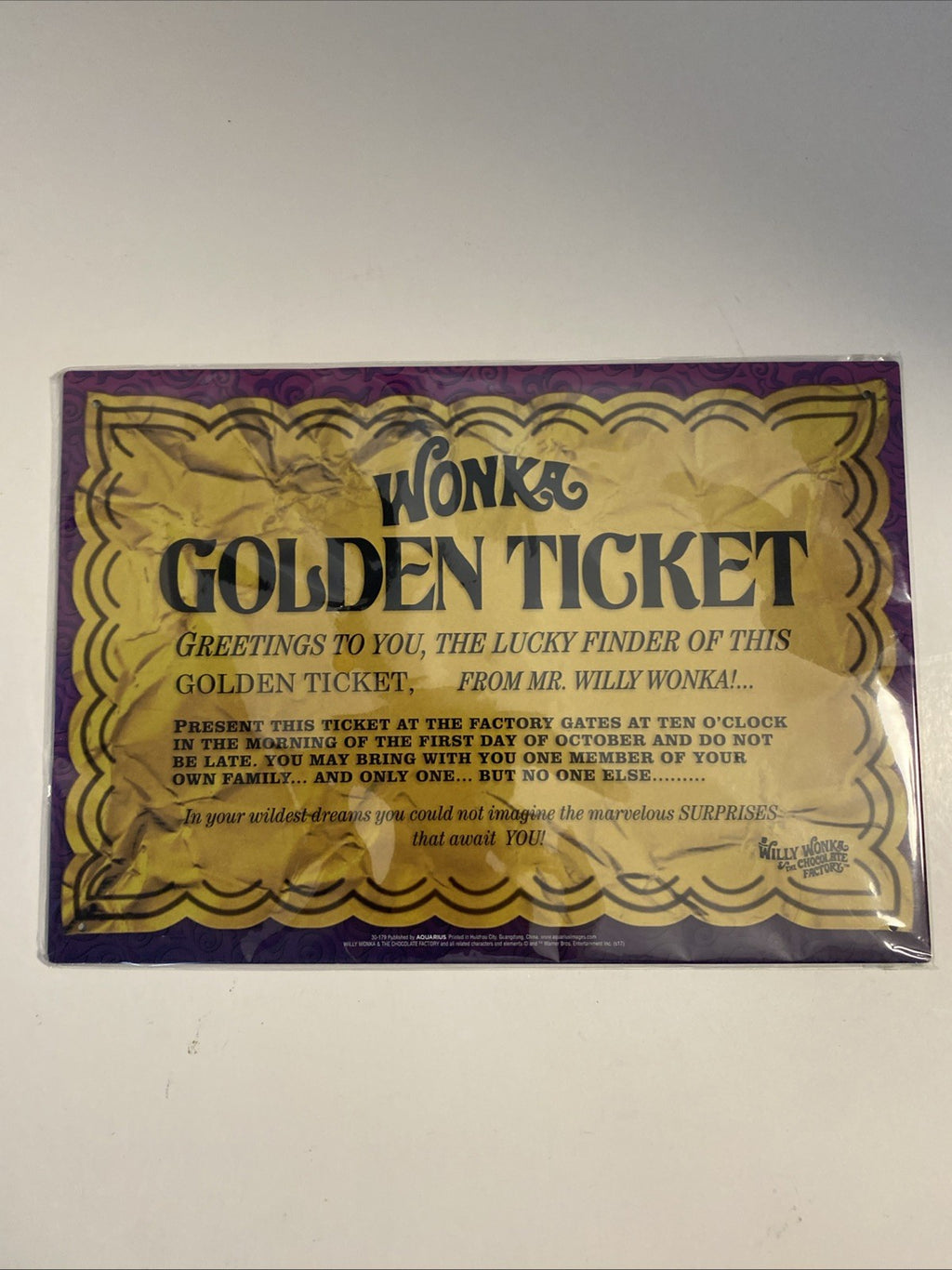 willy wonka golden ticket sign