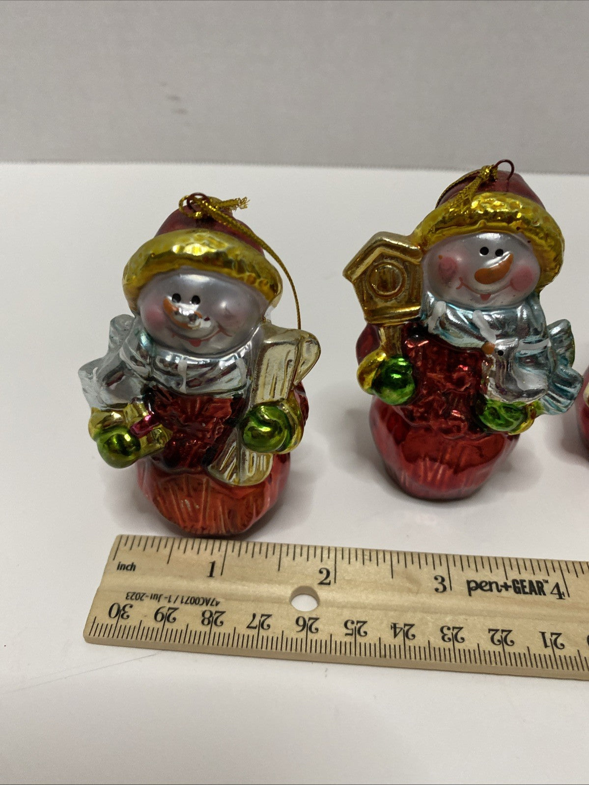Christmas Tree Snowman Ornaments with Hangers 4 ea Small 3"