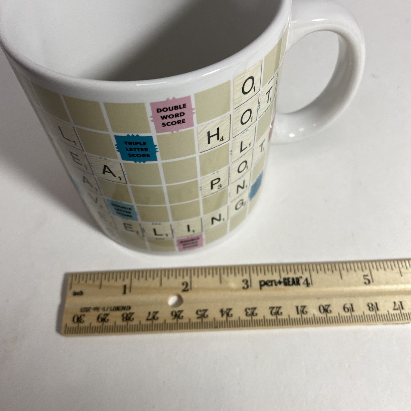 Coffee Mug Scrabble Board Game Ceramic Cup (2005) With Tea Words