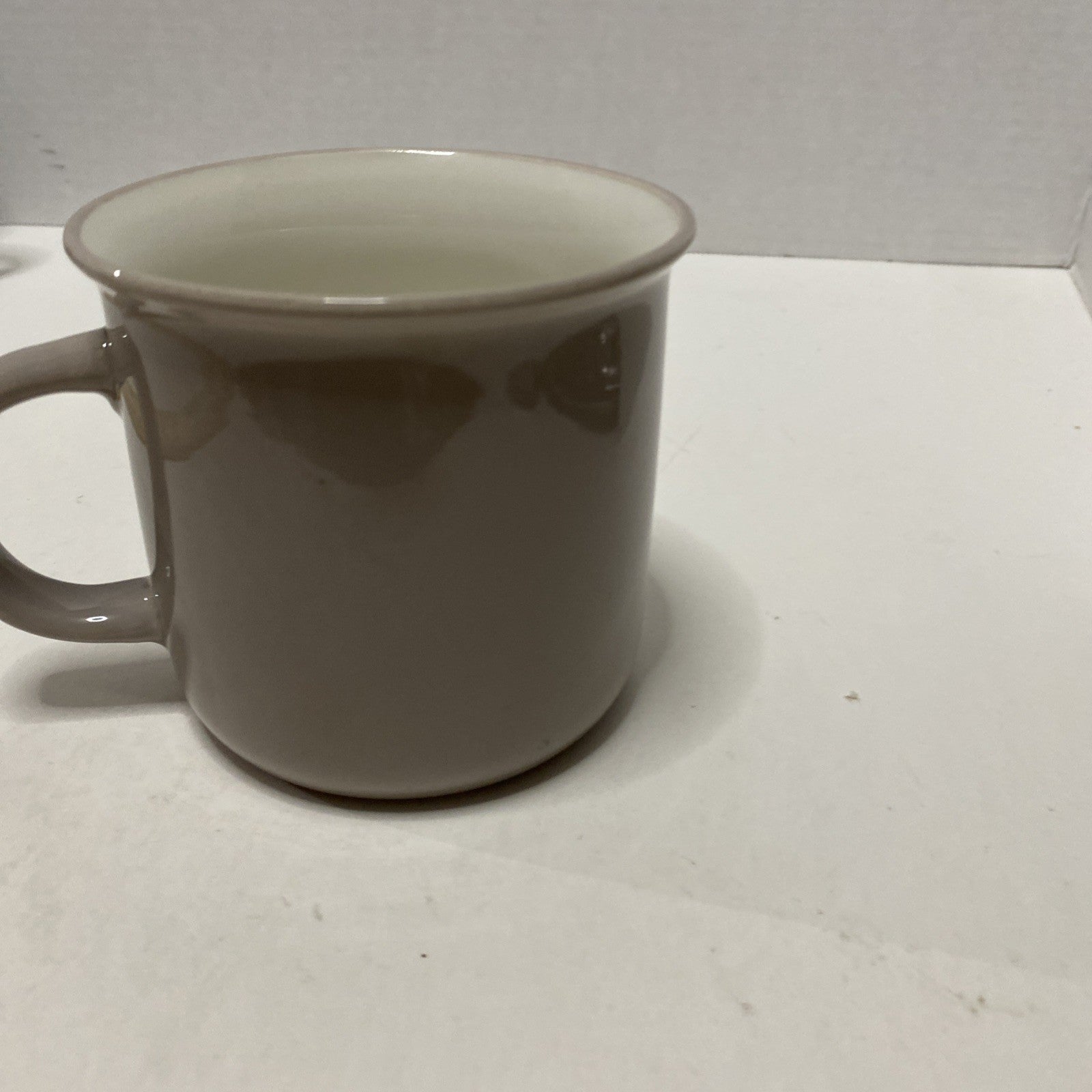 Sleigh Bell Bistro NOEL Christmas Holiday Taupe Porcelain Coffee Tea Mug Cup