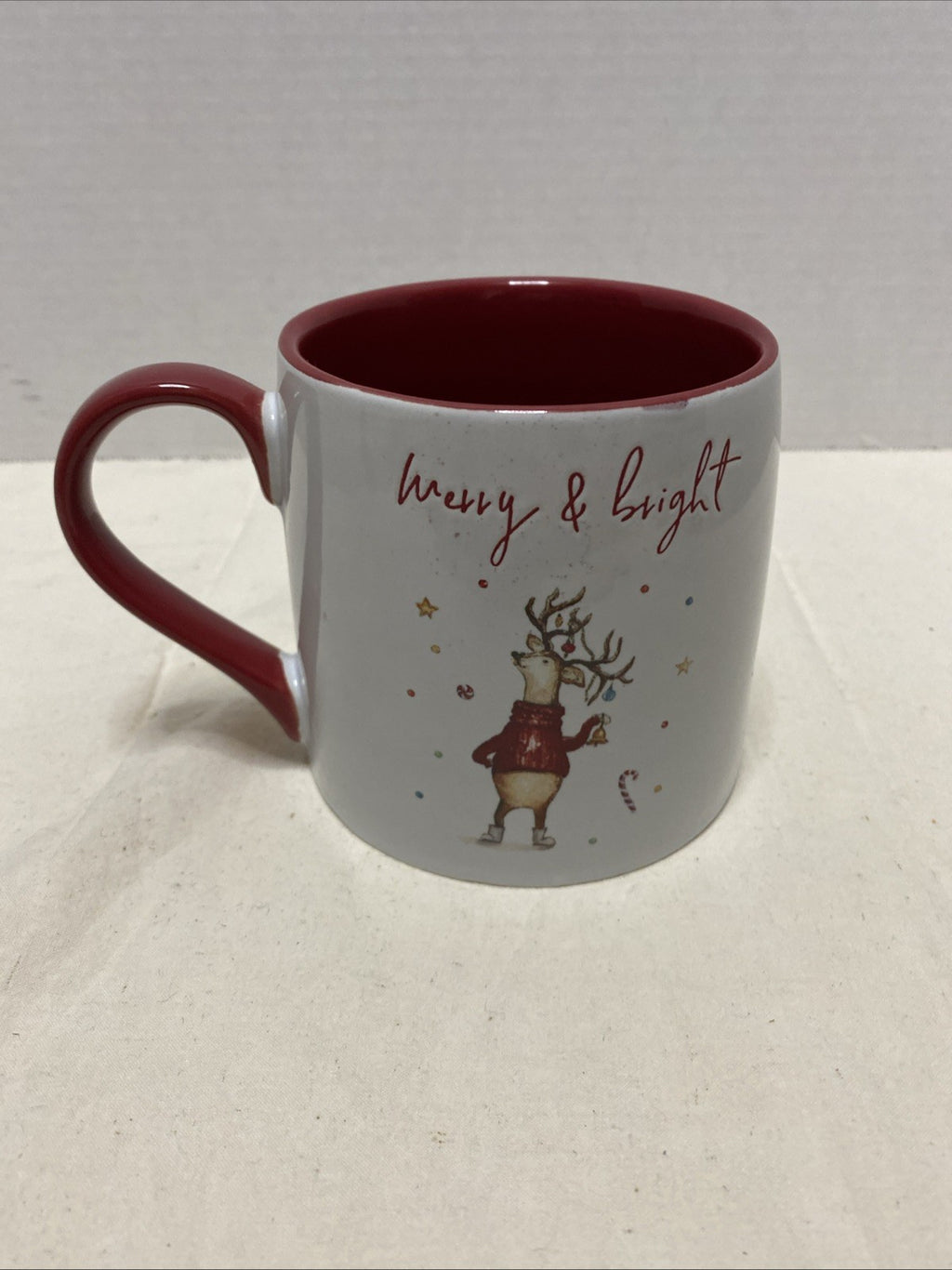 Global Design Connections Reindeer Christmas Coffee Mug Red