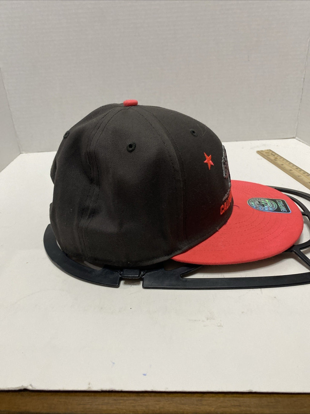 47Brand California Republic Snapback Hat Cali Bear Gray Cap with Pink Brim CLEAN
