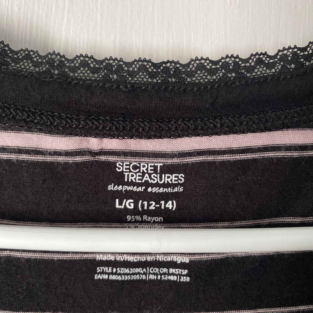 Secret treasures sleepwear essentials large 12–14 cotton short sleeve black dres