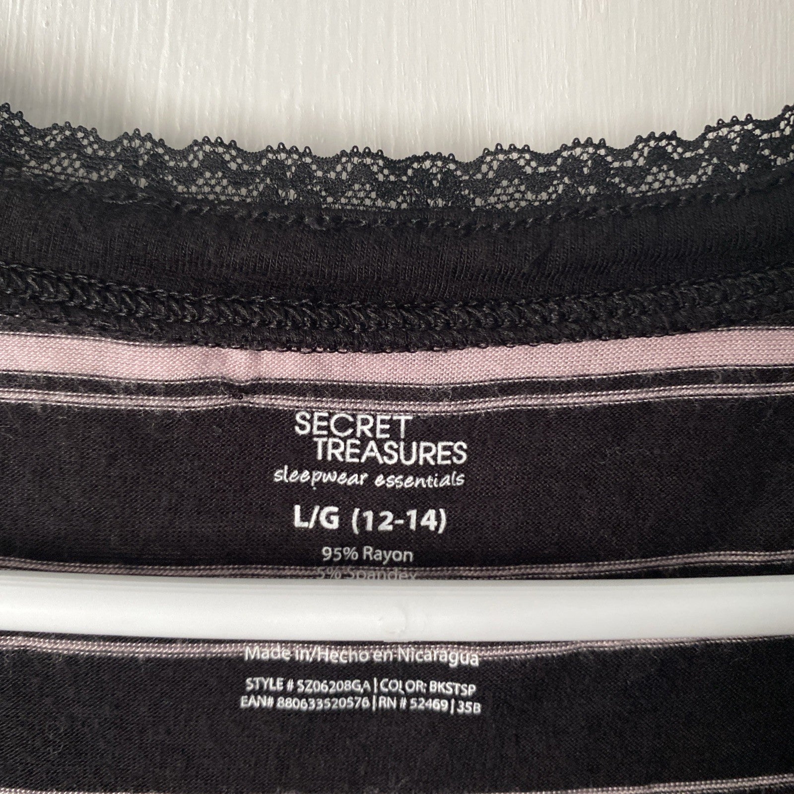 Secret treasures sleepwear essentials large 12–14 cotton short sleeve black dres