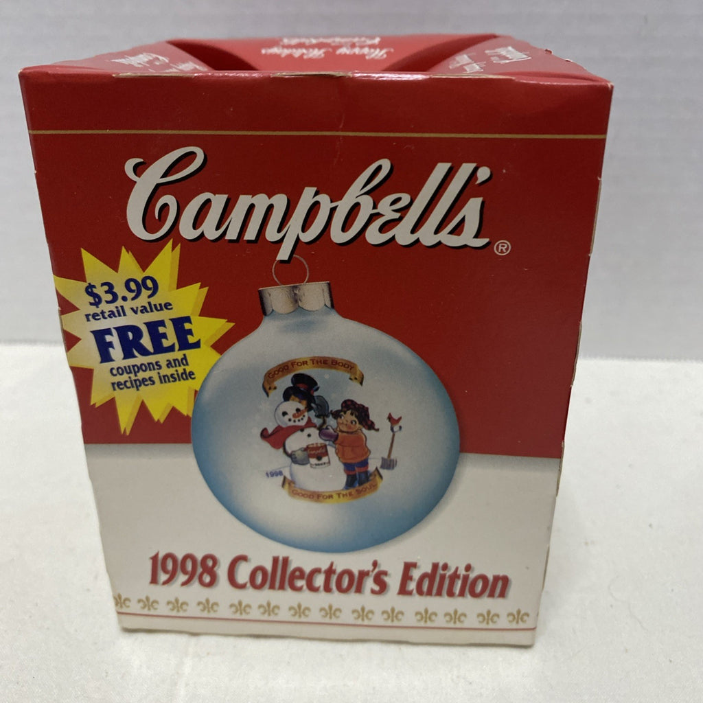 Campbells Soup 1998 Ornament Collectors Edition Holiday Snowman Design Blue