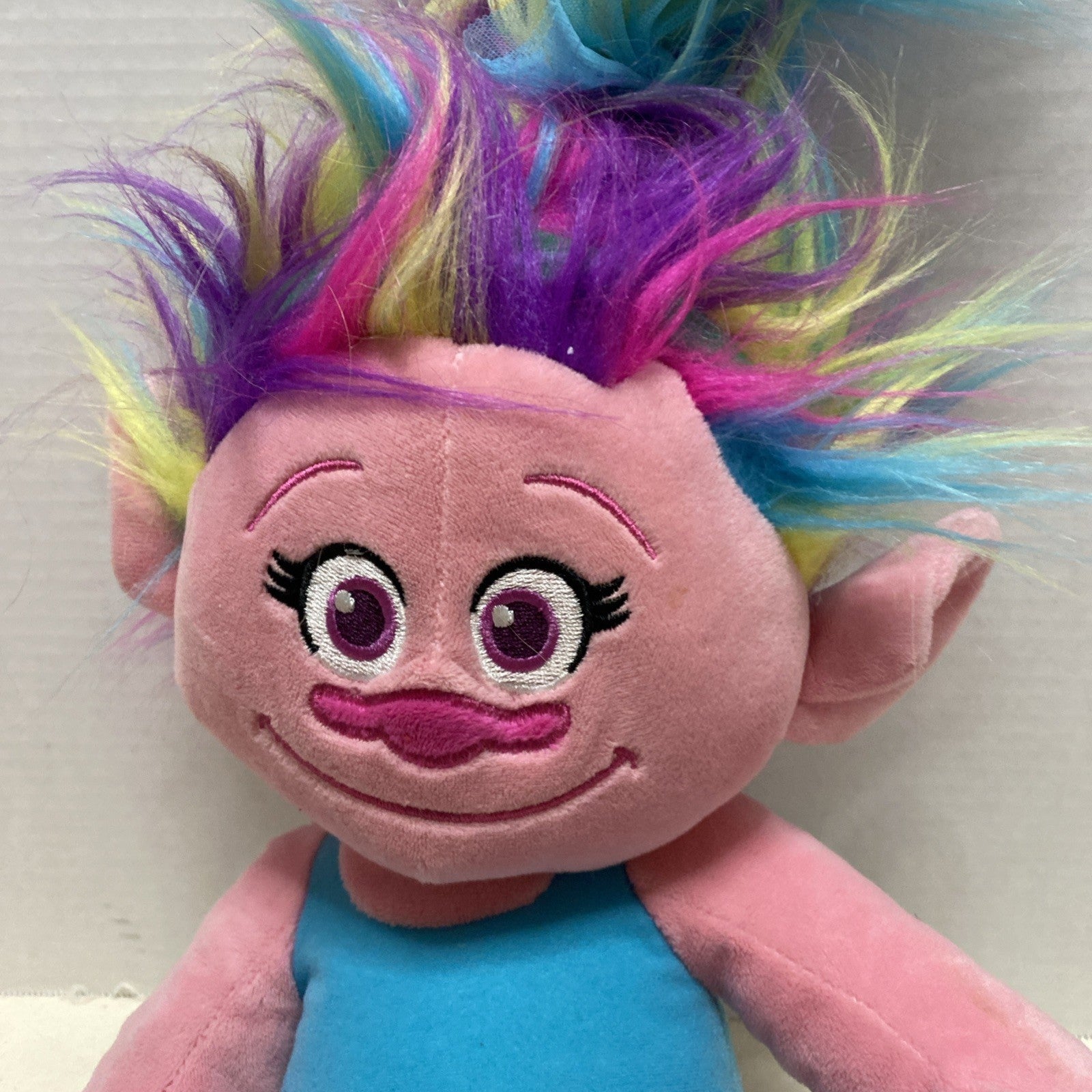 Trolls World Tour Poppy Build A Bear BAB Neon Rainbow Hair Large Plush Doll Only