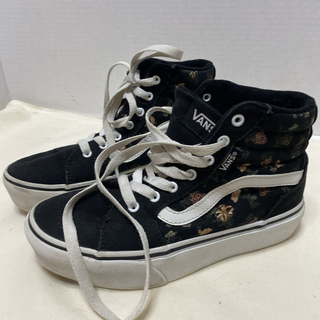 Vans Filmore High Garden Floral Black/White Skate Shoes Sneakers YOUTH Size 2