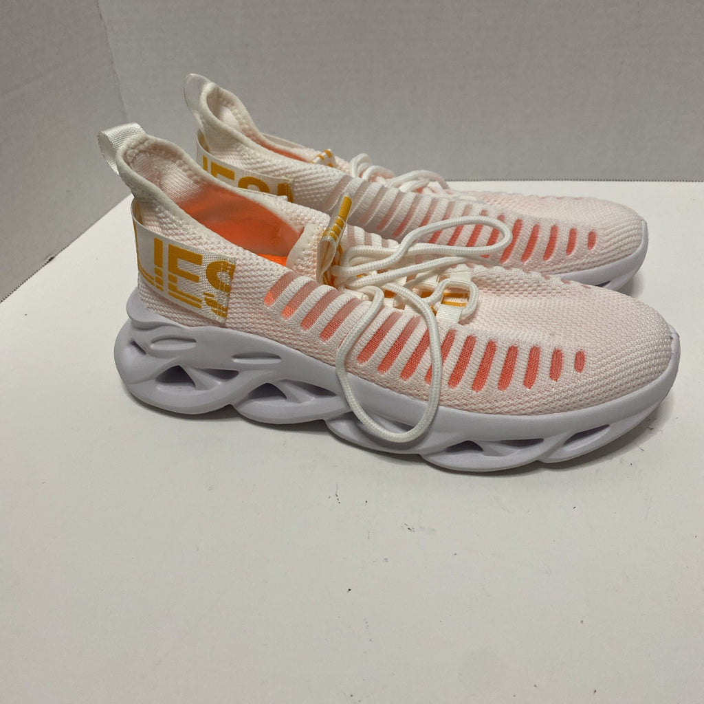 Womens Sports  Shoes Sz 8 Casual Sneakers Athletic Tennis Walking Gym White/oran