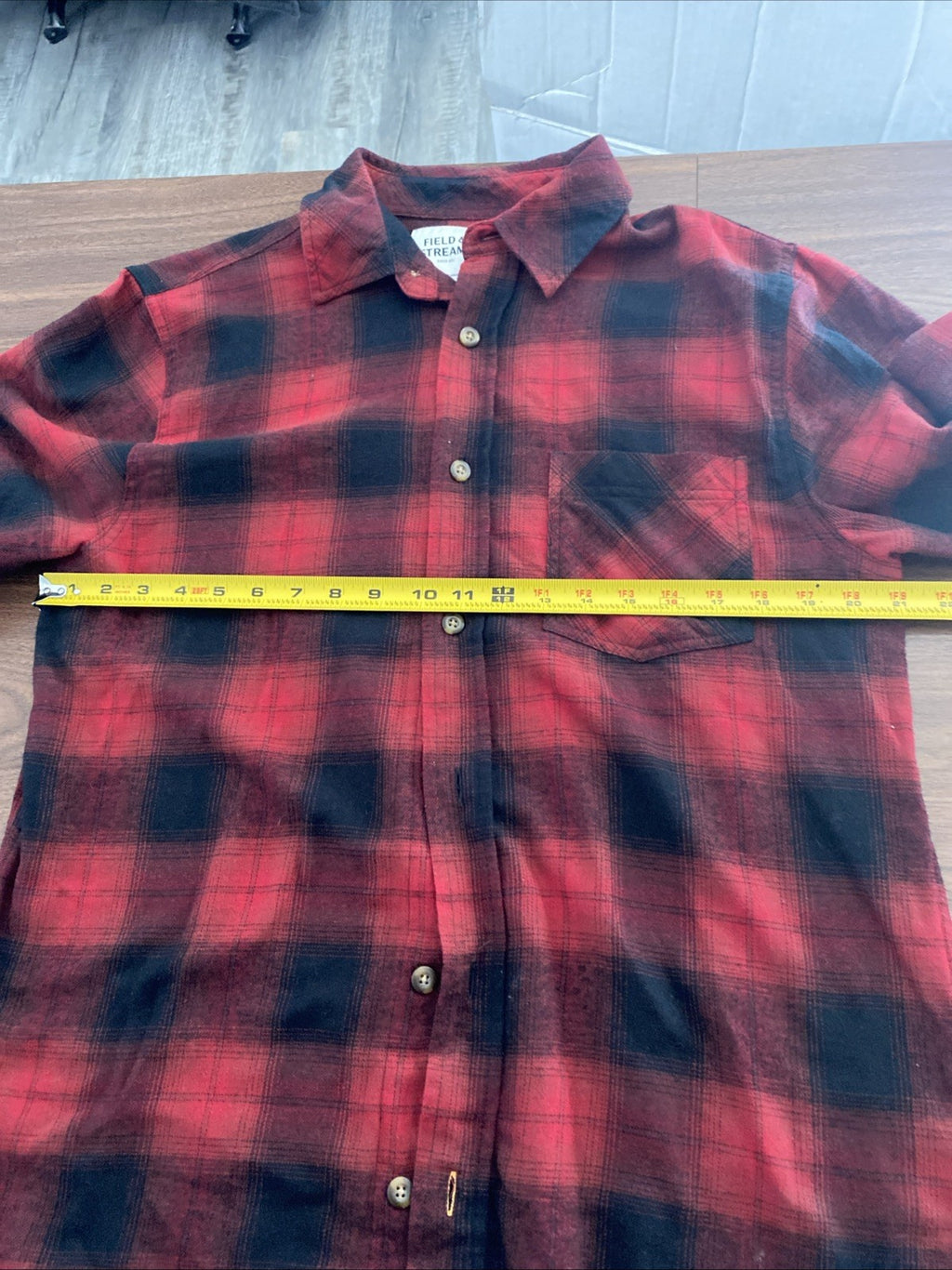 Field & Stream Button Up Flannel Shirt Mens Medium Plaid Red