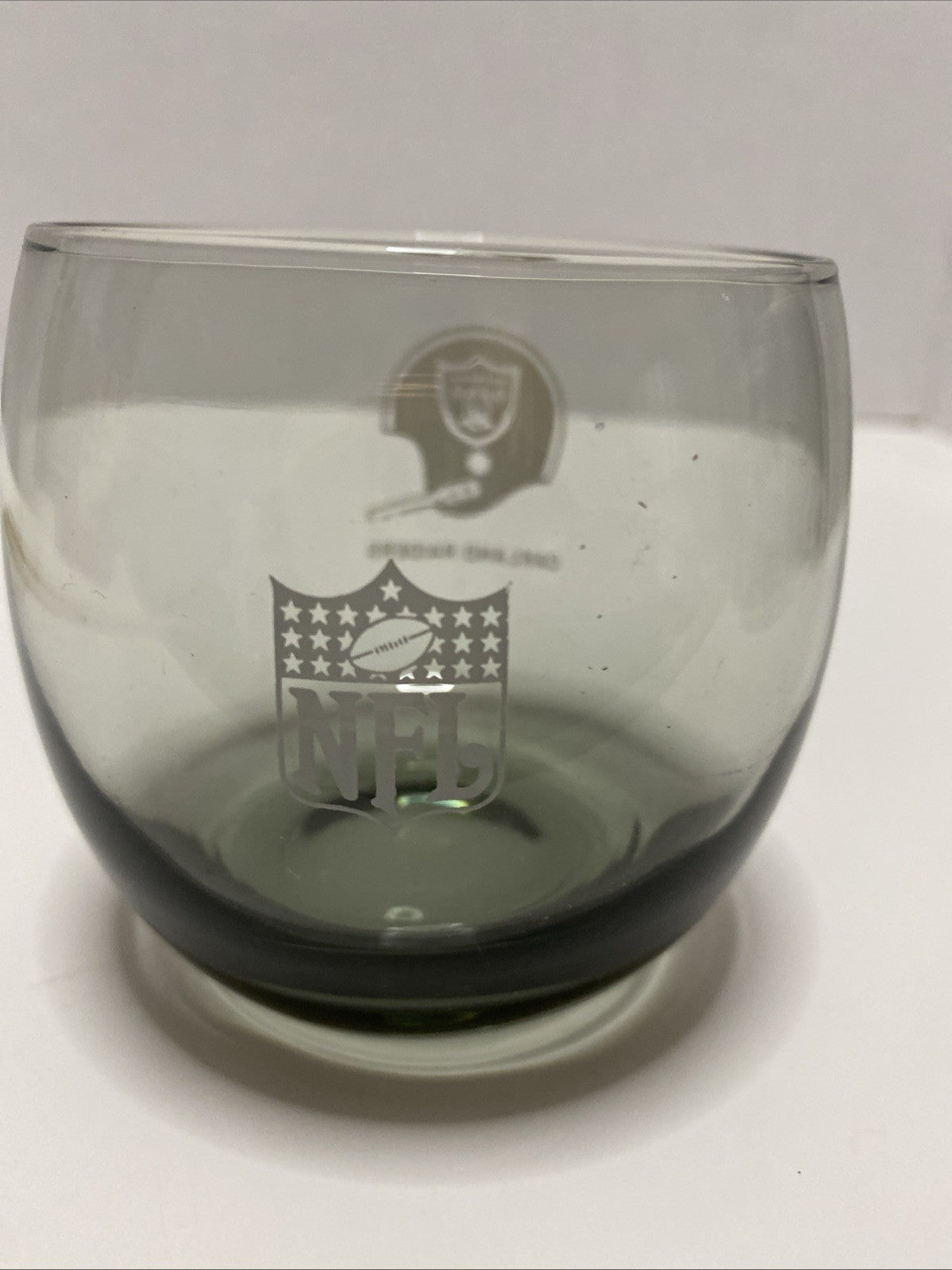 OAKLAND RAIDERS VINTAGE 70's Smoked Roly Poly Glass - MINT Shape