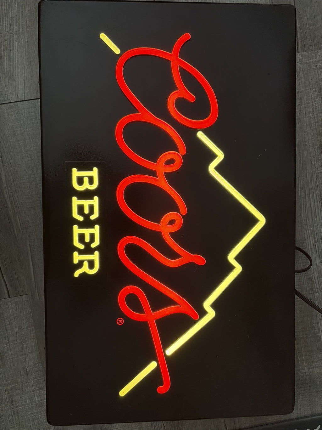 VINTAGE COORS BEER LIGHT UP FAUX NEON SIGN 15 1/2” x 25 1/2”