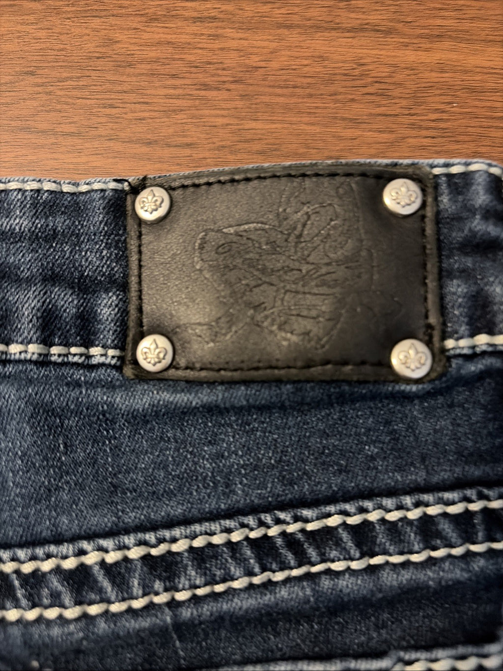 Wired Heart Girls Western Blue Stretch Denim Studded Bootcut Jeans (Size 12)
