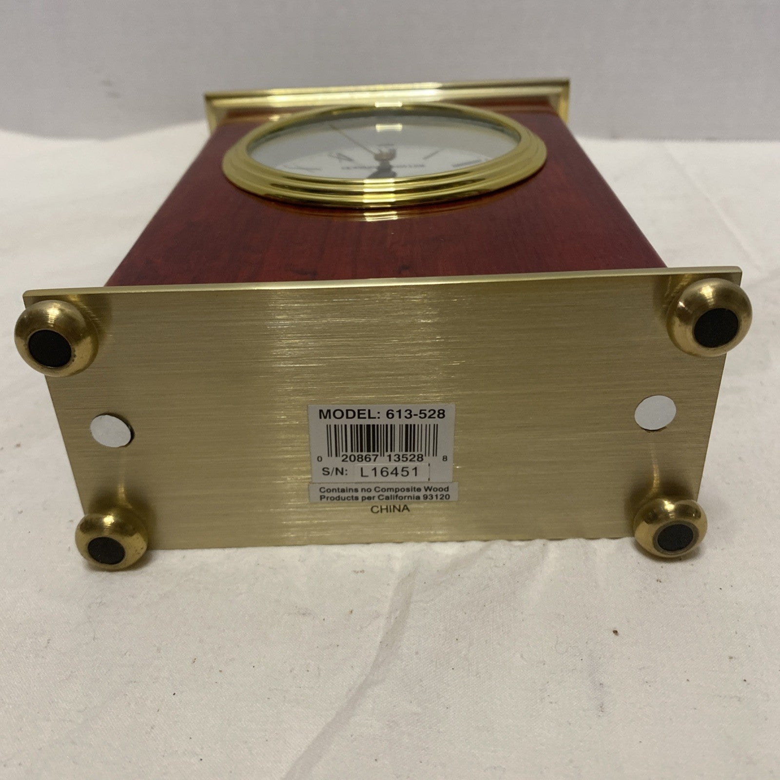 Howard Miller Wooden Carriage Desk Mantel Clock Brass and Rosewood Wood Mantle