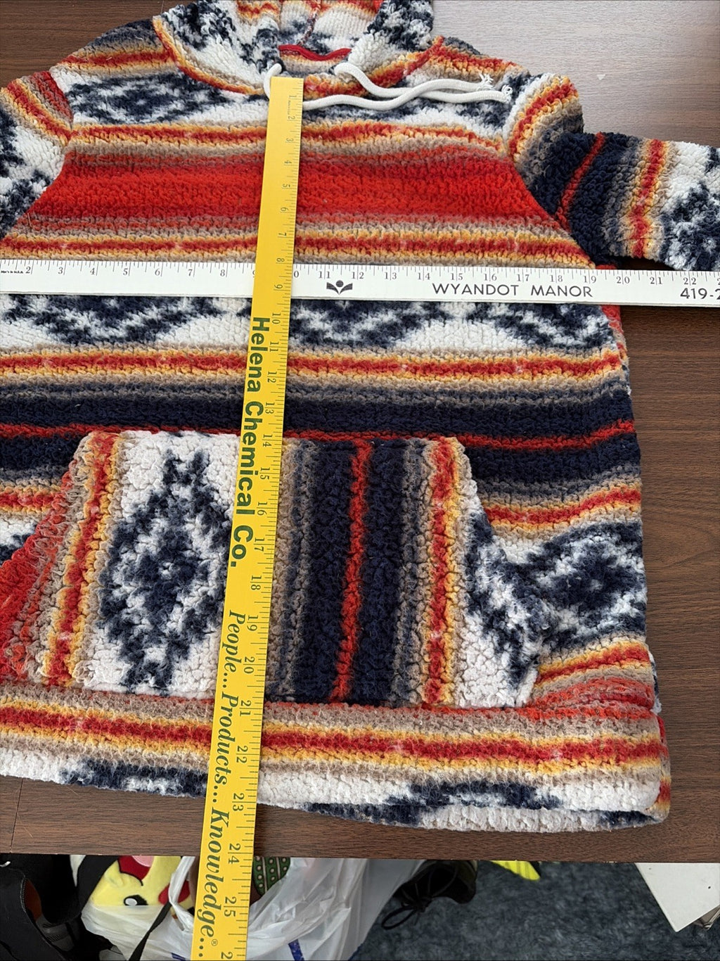 Brooklyn Cloth Mens Aztec Hoodie Small Red Kanga Pullover Southwestern Stripe