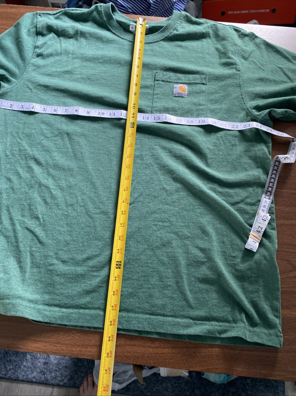 Carhartt Shirt Men's Sz XL Green Loose Fit Crewneck Short Sleeve Work T Shirt