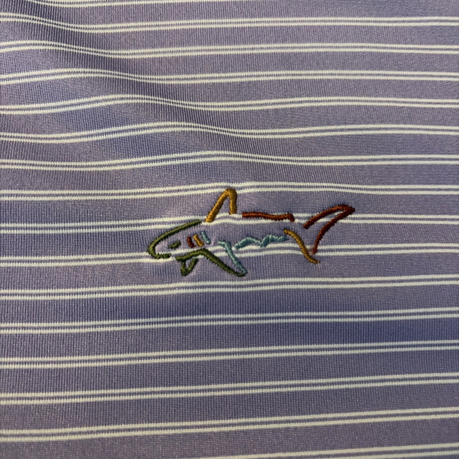 Greg Norman Men's Shirt Play Dry Short Sleeve Golf Purple Striped Size Large