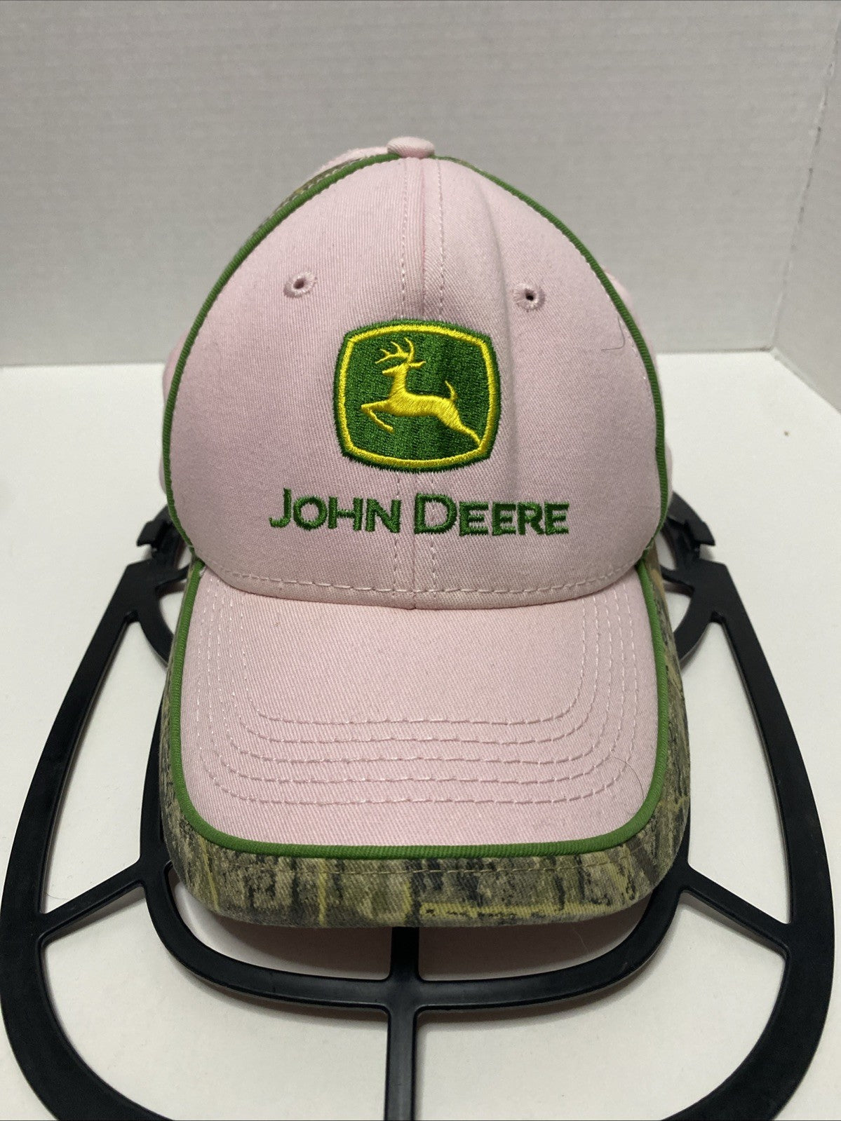 John Deere women’s pink ball cap camo trim harvester works