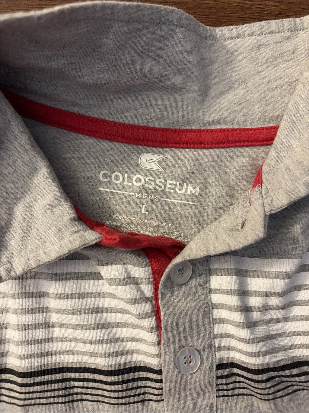 Ohio State Polo Shirt Large Red Gray Striped Logo Colosseum Mens