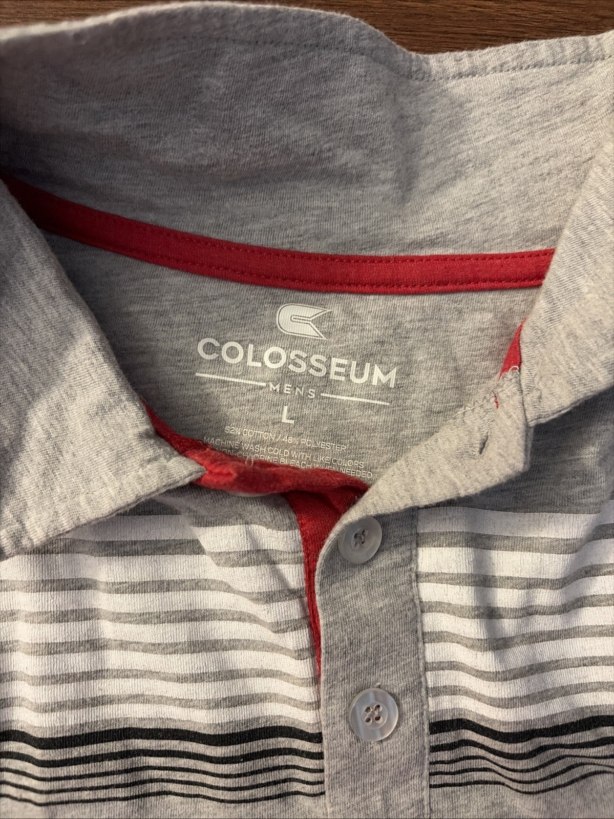 Ohio State Polo Shirt Large Red Gray Striped Logo Colosseum Mens